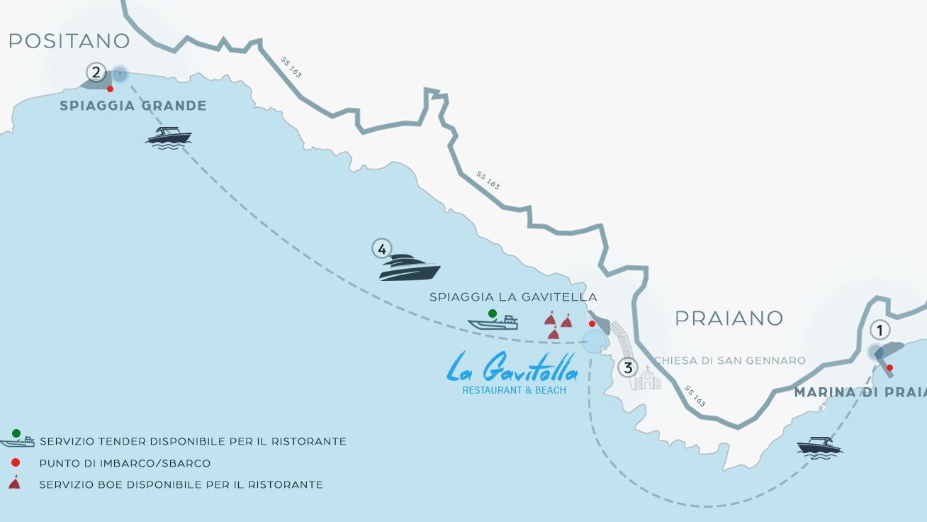 Mappa per raggiungere la Gavitella Ristorante a praiano