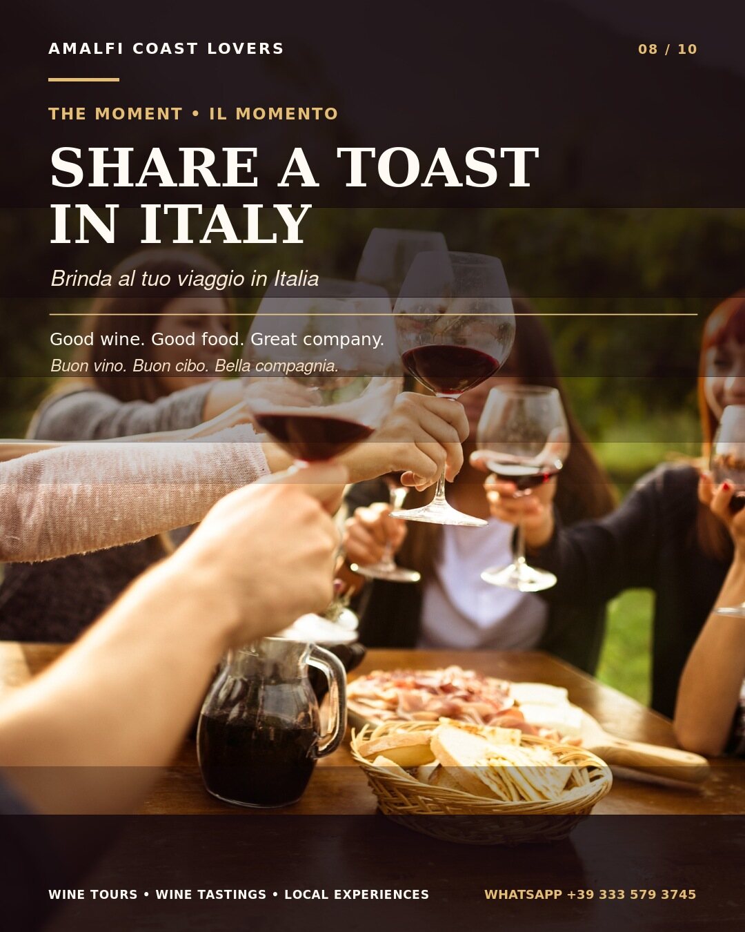 Degustazione di gruppo in vigneto per evento aziendale in Campania
