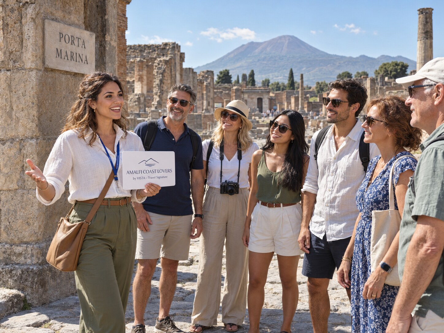 Guida di Amalfi Coast Lovers accoglie i visitatori prima della visita agli Scavi di Pompei